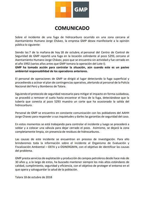 Comunicado Grana Montero