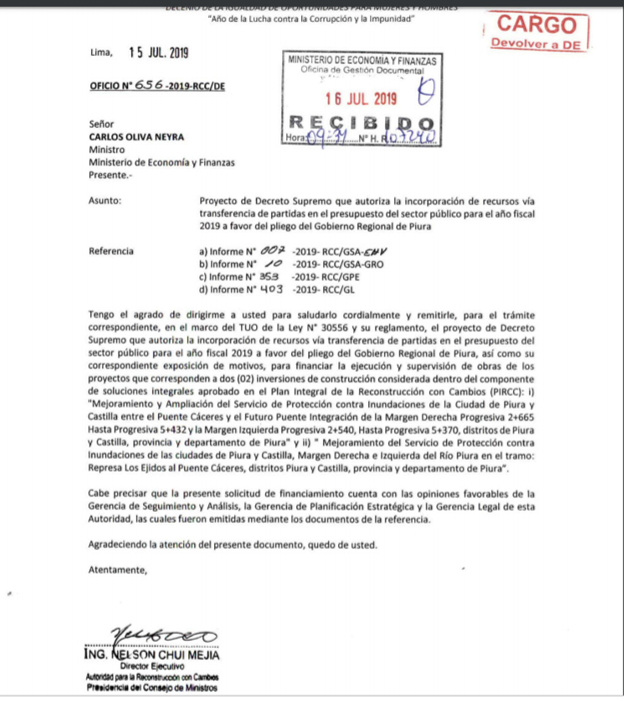 Piura: obras en defensas ribereñas inician en agosto del presente año