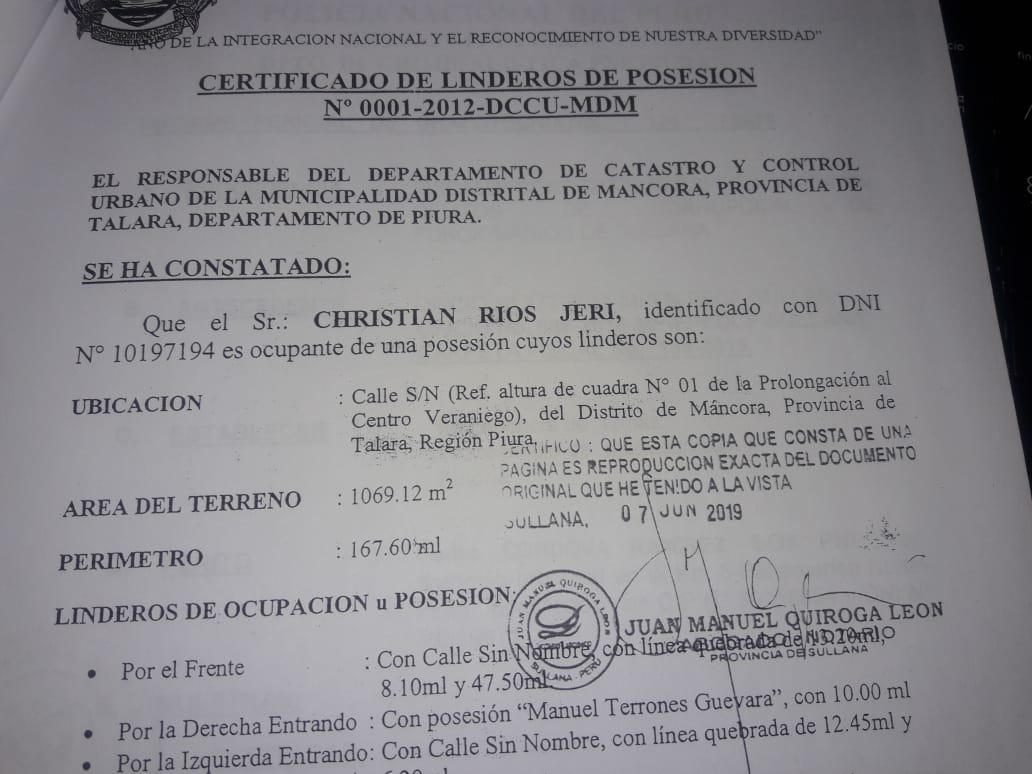 Talara: ciudadano de Máncora, dice ser propietario y descarta integrar banda delincuencial