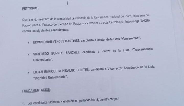 Presentación de tacha contra Burneo, Omar Vences y Miriam Hidalgo