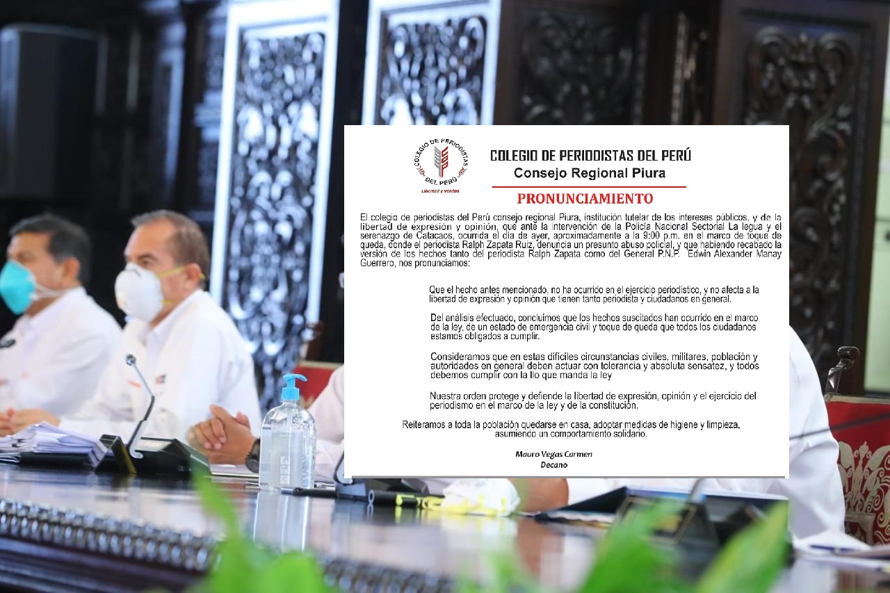 Pronunciamiento de Decano del Colegio de Periodistas de Piura