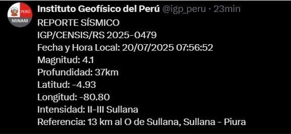 Sismo Sullana 22025 20julio 01