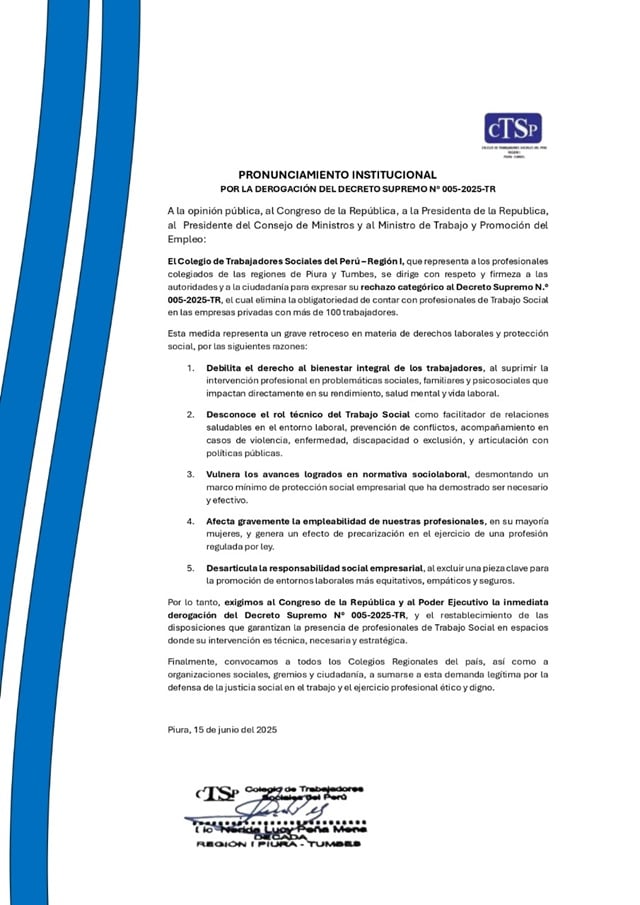 Comunicado trabajadoras sociales