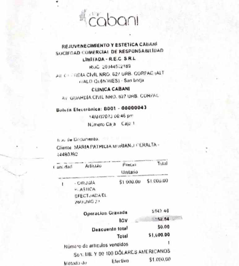 boleta de pago Cabani