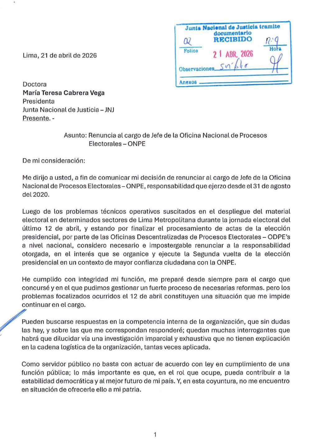 carta de renuncia