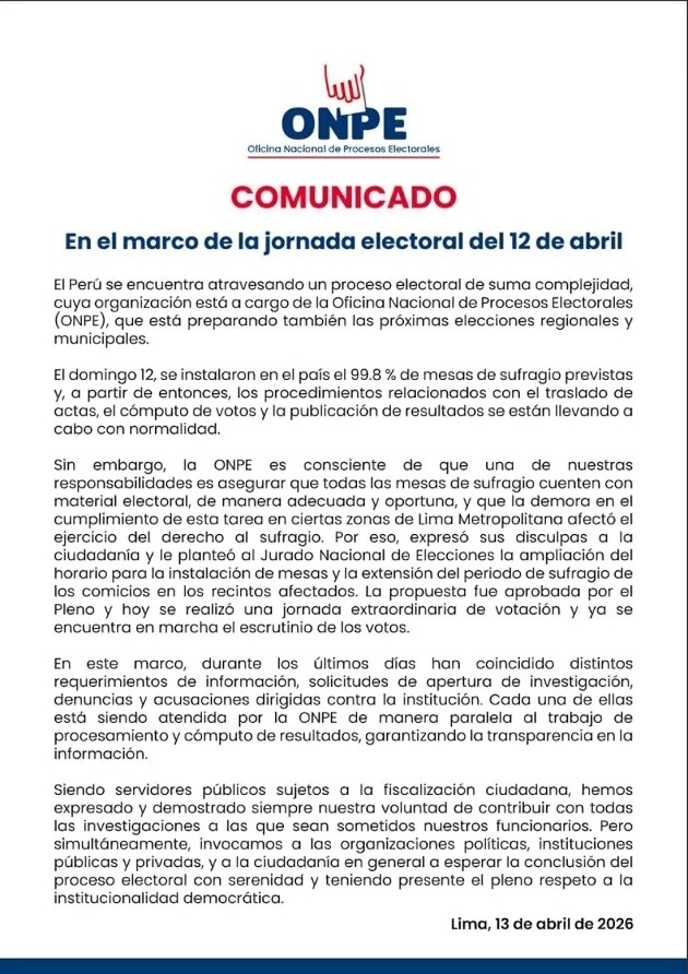 comunicado Onpe