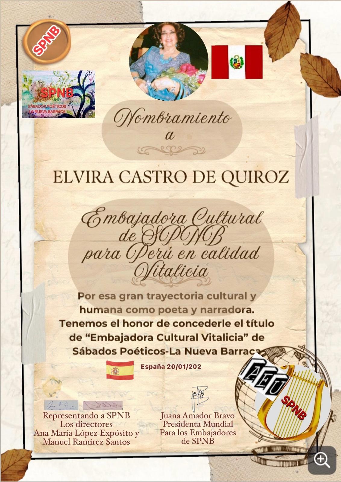 Elvira Castro embajadora