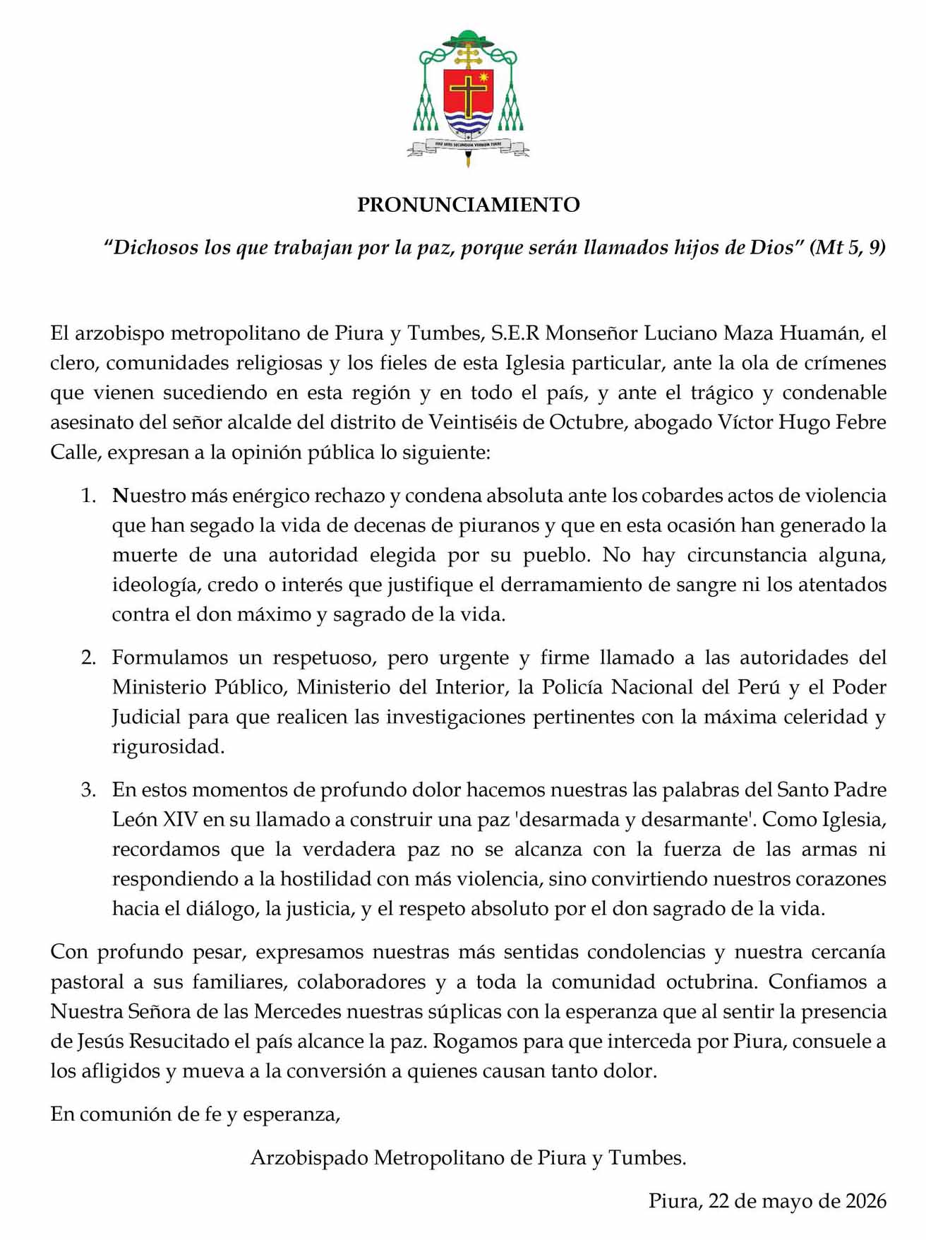 comunicado Arzobispado1
