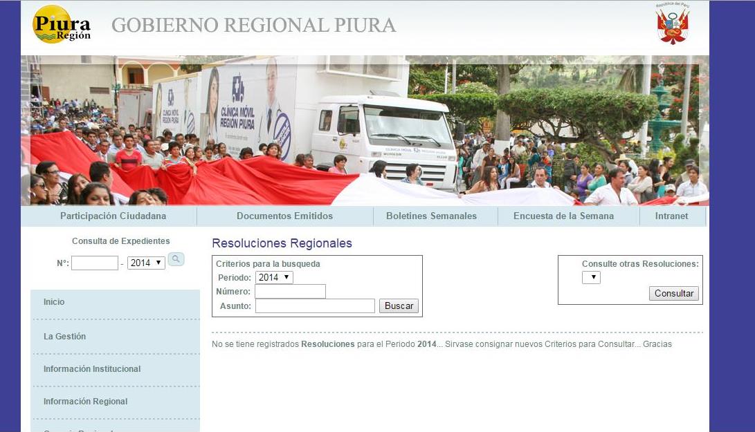 Web Gobierno regional de Piura