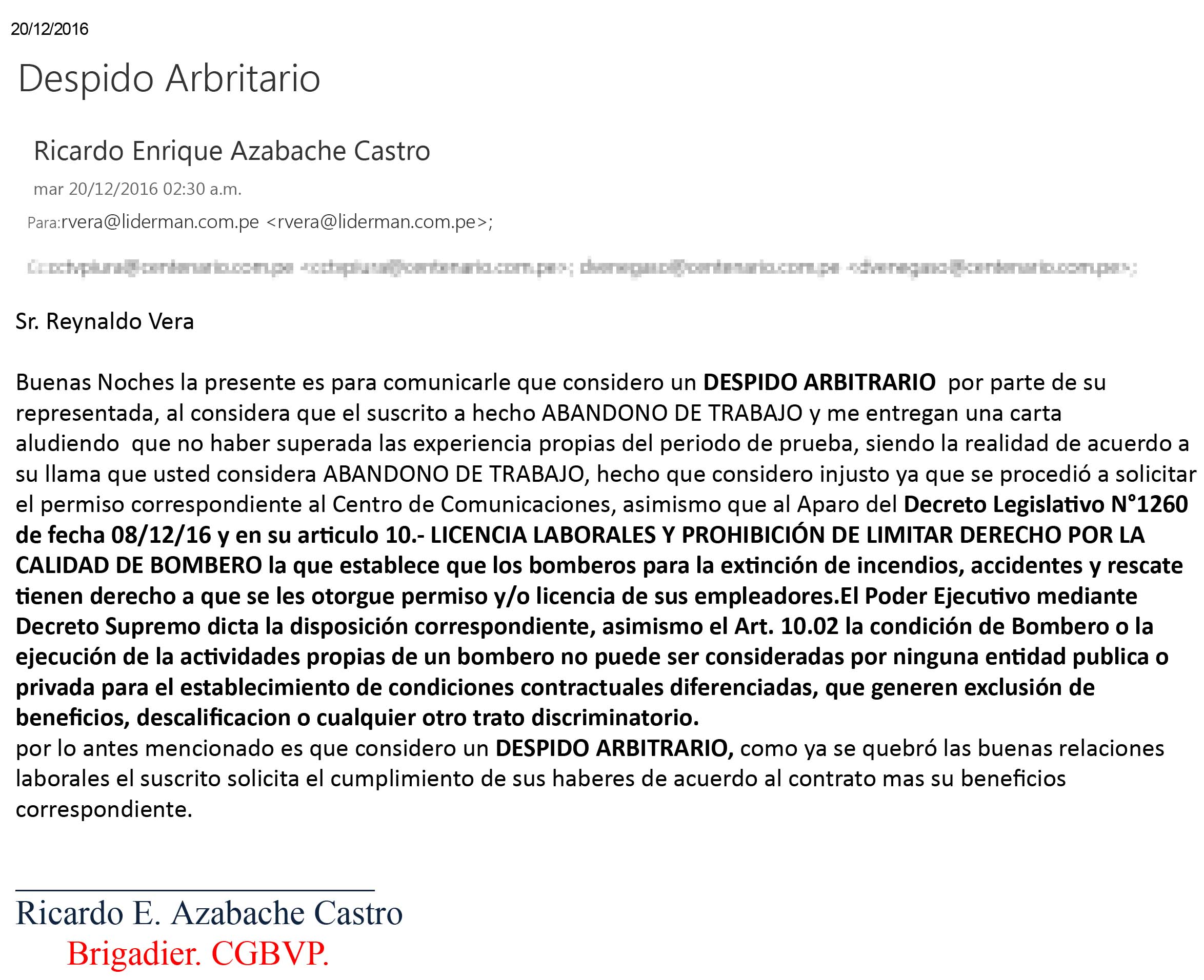 despido azabache