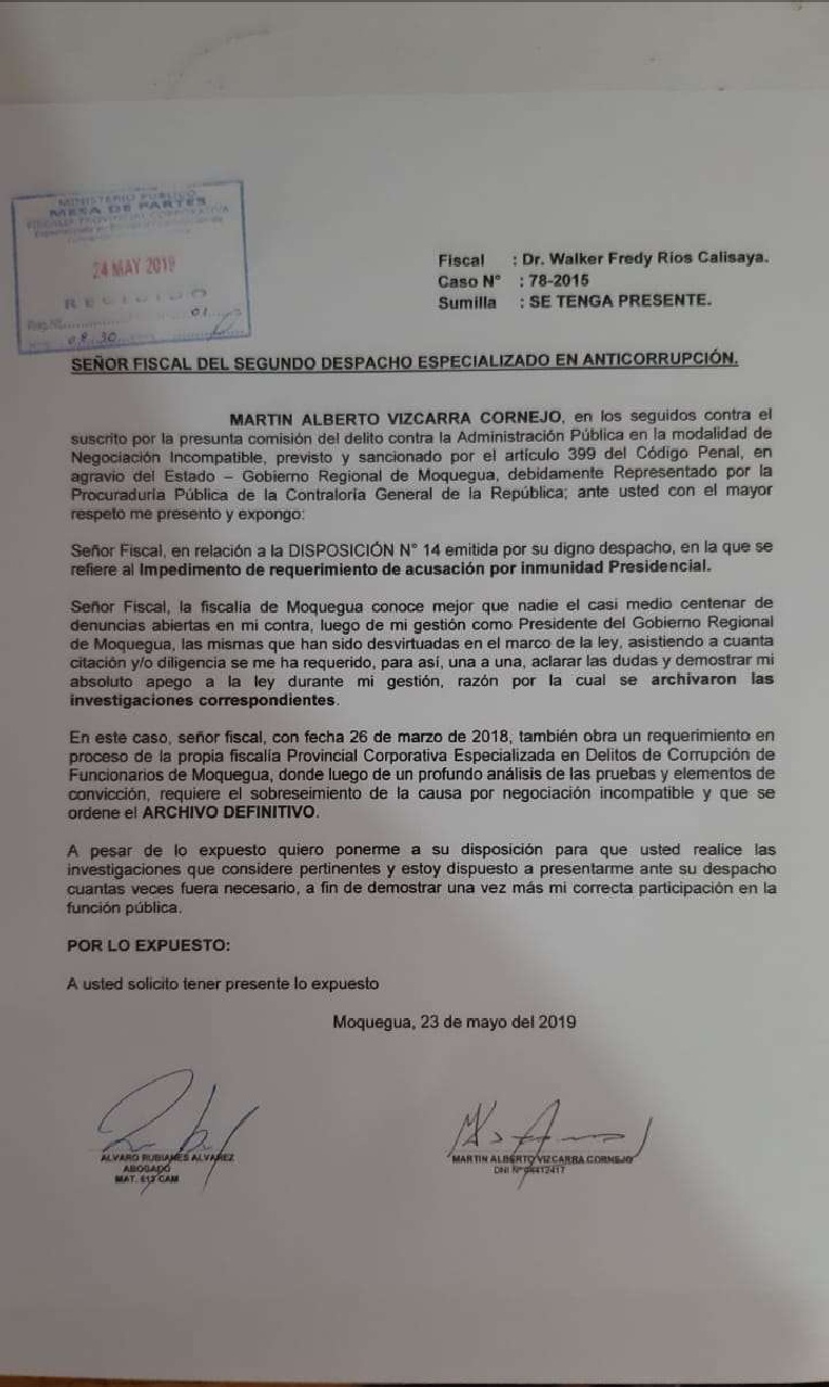 Carta Martin Vizcarra