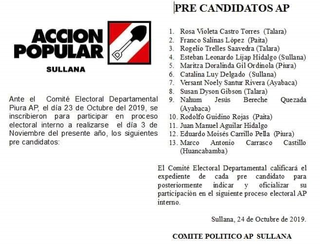 Lista precandidatos AP