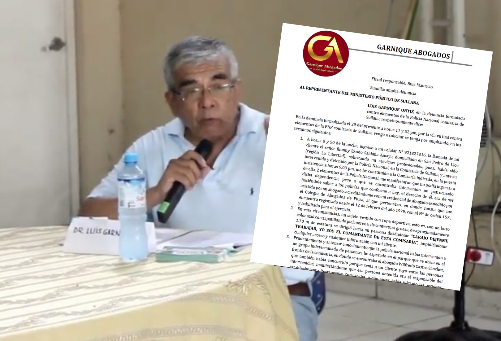 Abogado Luis Garnique Ortiz, denuncia agresión de efectivos policiales