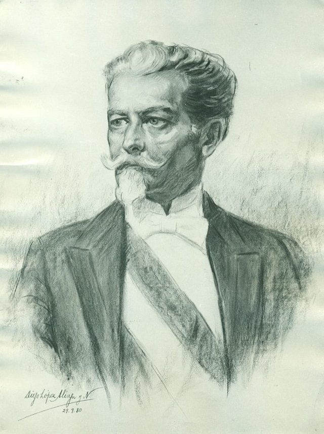Nicolás de Piérola. Dibujo de Diego López Aliaga.