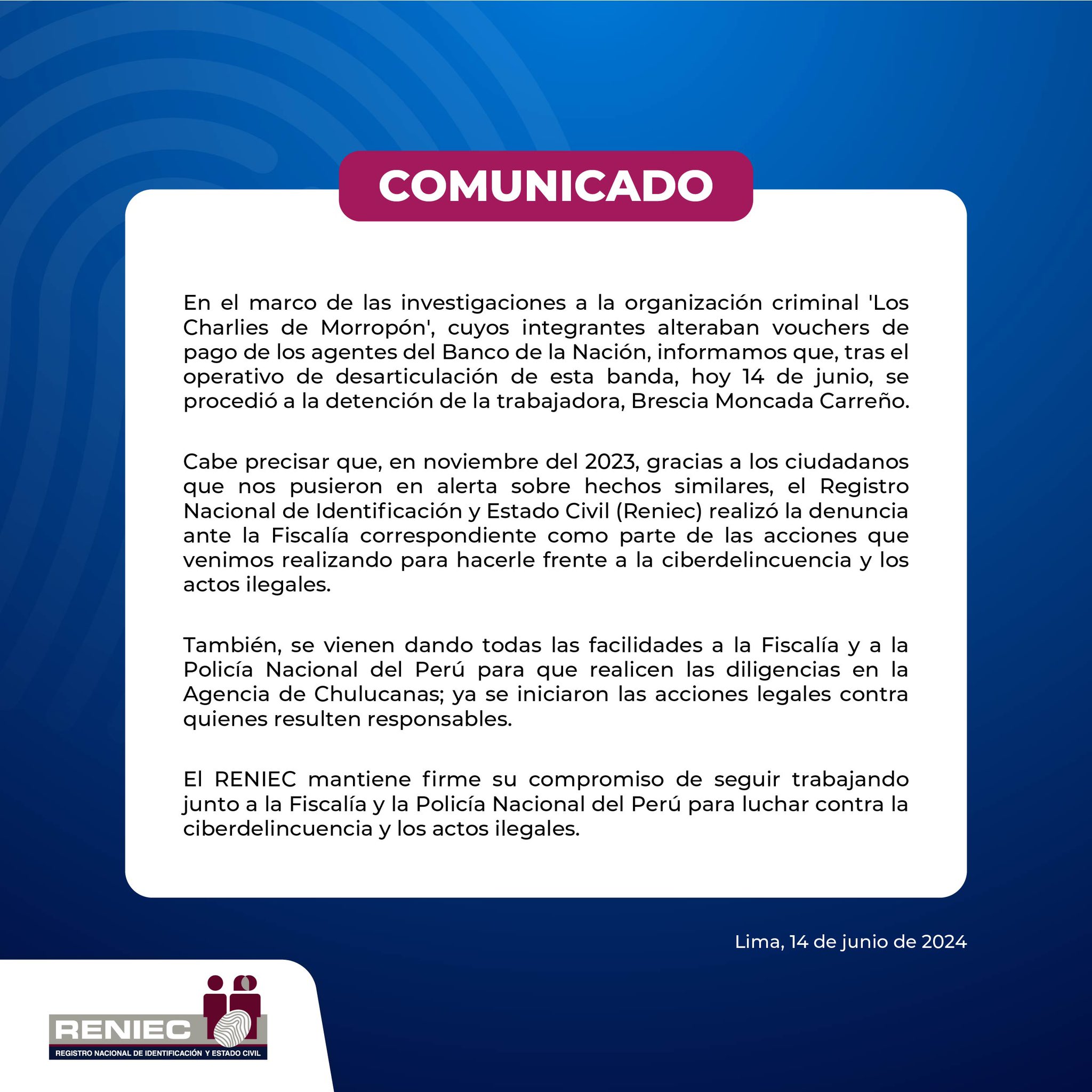 Comunicado Reniec