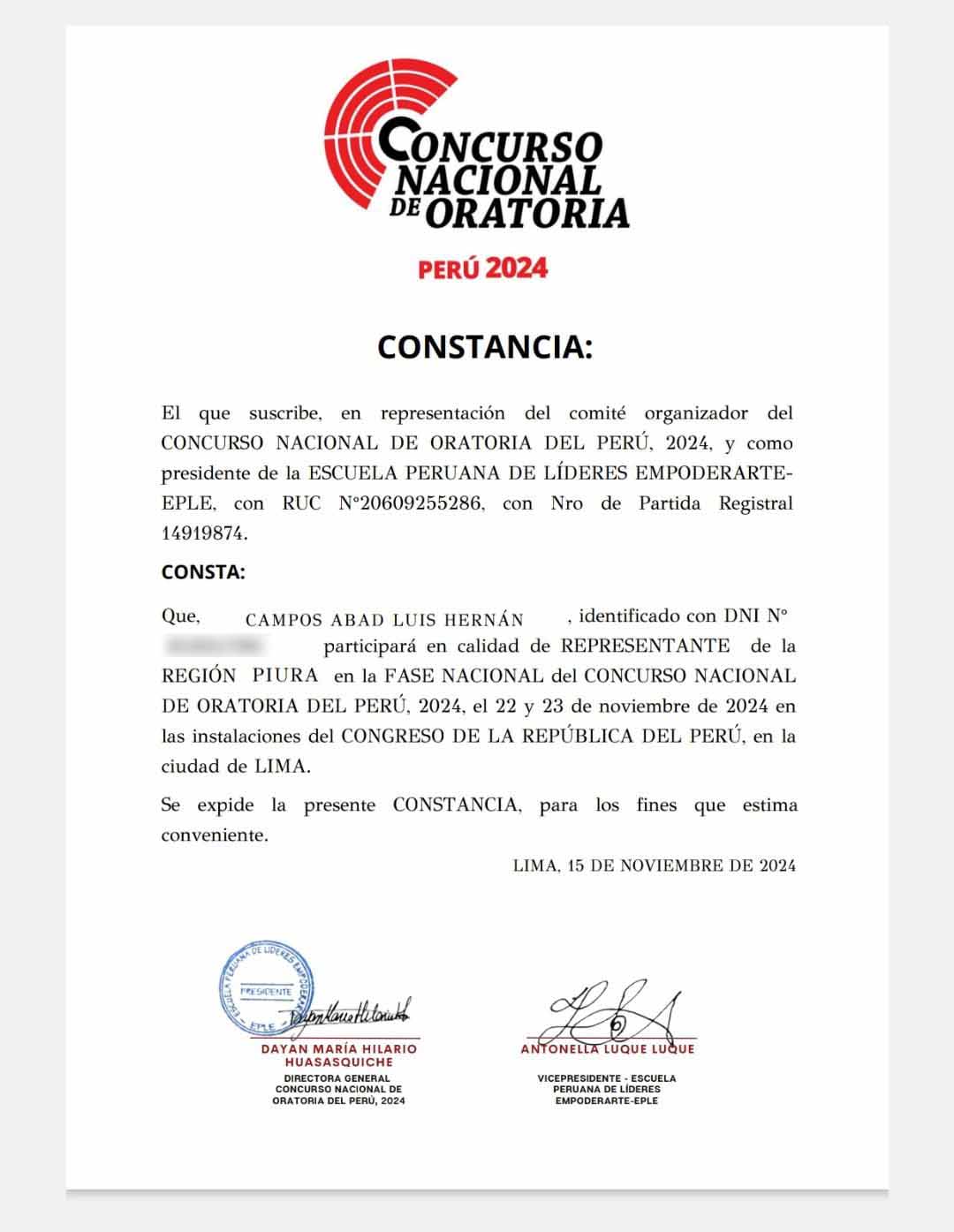 Concurso Nacional Oratoriaa