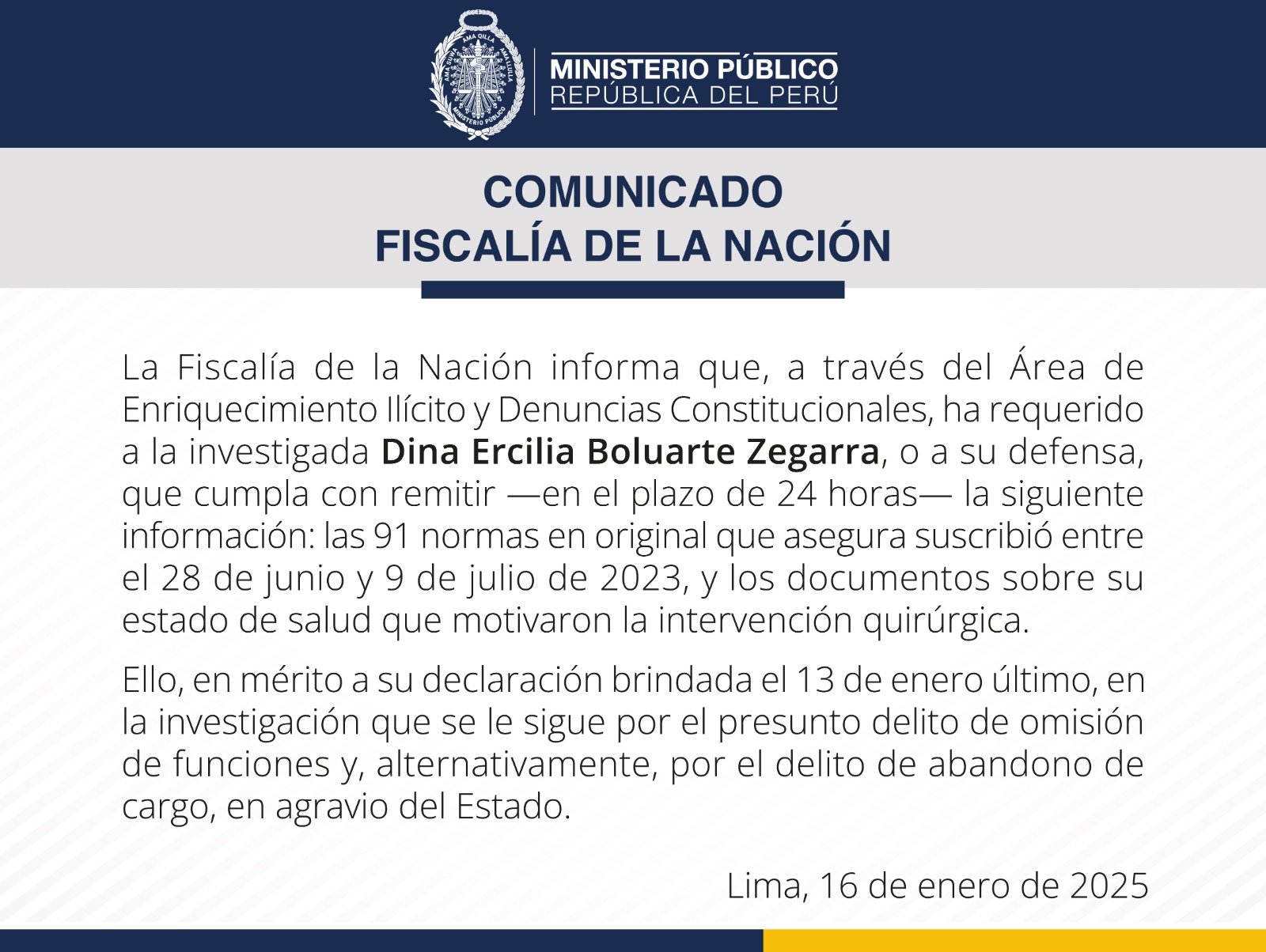 comunicado Fiscalia