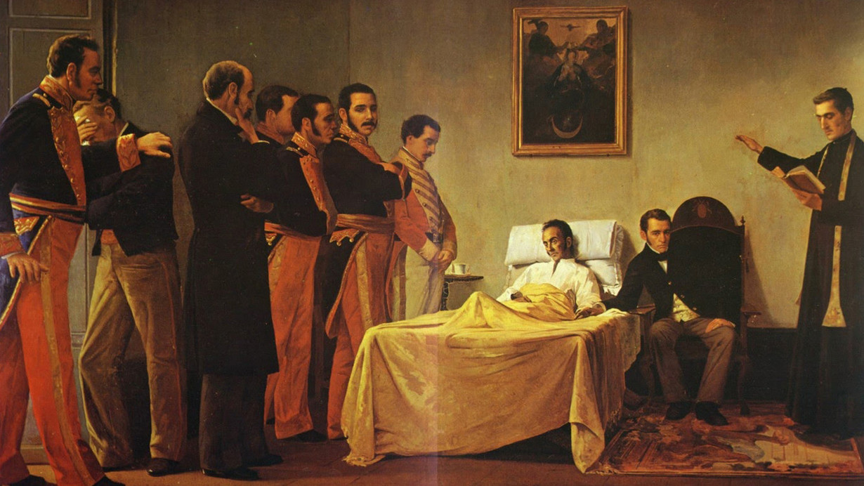 Antonio Herrera Toro. Uno de los cuatro pintores clásicos venezolanos | "La muerte del Libertador"   Óleo sobre tela.